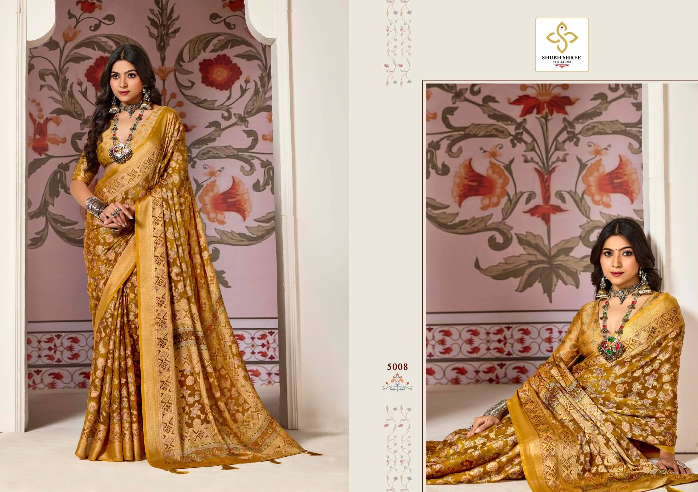 Shagun 5 By Shubh Shree Dull Moss Brasso Designer Saree Exporters In India